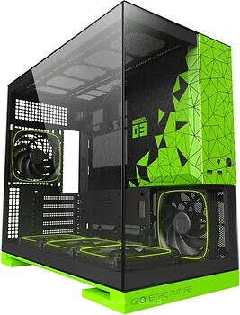 Фото Geometric Future Model 3F Glass w/o PSU Black/Green (GEO-M3F-BNV)