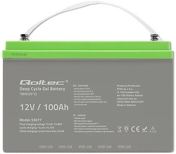 Фото Qoltec 12V 100AH (53077)