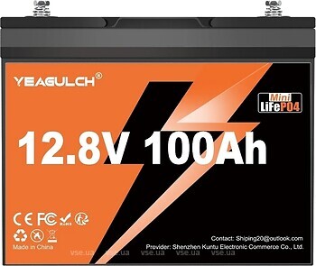 Фото Yeagulch LiFePO4 12.8V - 100Ah Mini (YEAGULCH-12,8V/100Ah Mini)