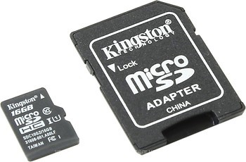 Фото Kingston microSDHC UHS-I U1 45MB/s 16Gb