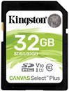 Фото Kingston Canvas Select Plus SDHC Class 10 UHS-I U3 V10 32Gb (SDS2/32GB)