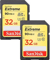 Фото SanDisk Extreme SDHC Class 10 UHS-I U3 V30 2 x 32Gb (SDSDXVE-032G-GNCI2)
