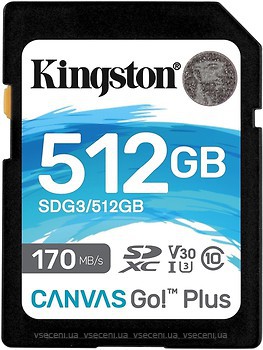 Фото Kingston Canvas Go! Plus SDXC Class 10 UHS-I U3 V30 512Gb (SDG3/512GB)