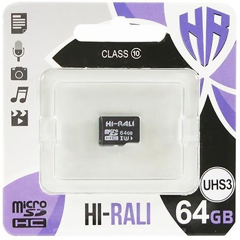 Фото Hi-Rali microSDXC UHS-I U3 Class 10 64Gb (HI-64GBSDU3CL10-00)