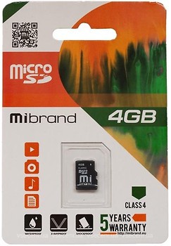 Фото Mibrand MicroSDHC Class 4 4Gb (MICDC4/4GB)
