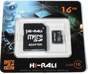 Фото Hi-Rali microSDHC Class 10 UHS-I U1 16Gb (HI-16GBSD10U1-01)