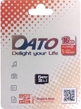 Фото Dato microSDHC Class 10 UHS-I U1 16Gb (DTTF016GUIC10)