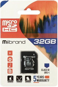 Фото Mibrand MicroSDHC Class 10 UHS-I U1 32Gb (MICDHU1/32GB-A)