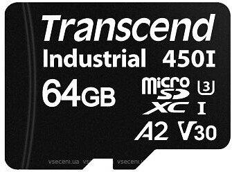 Фото Transcend Industrial 450I microSDXC Class 10 UHS-I U3 A2 64Gb (TS64GUSD450I)