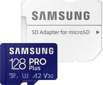 Фото Samsung Pro+ microSDXC Class 10 UHS-I U3 V30 A2 128Gb (MB-MD128KA)