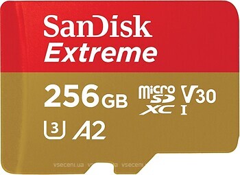 Фото SanDisk Extreme microSDXC Class 10 UHS-I U3 V30 256Gb (SDSQXAV-256G-GN6MN)
