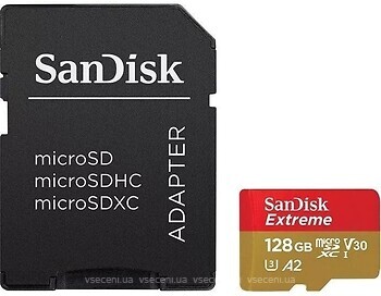 Фото SanDisk Extreme microSDXC UHS-I U3 V30 A2 128Gb (SDSQXA1-128G-GN6MA)