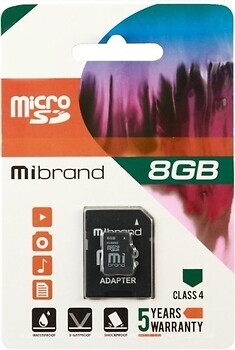 Фото Mibrand MicroSDHC Class 4 8Gb (MICDC4/8GB-A)