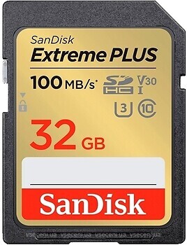 Фото SanDisk Extreme Plus SDHC Class 10 UHS-I U3 V30 32Gb (SDSDXWT-032G-GNCIN)