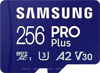 Фото Samsung Pro+ microSDXC Class 10 UHS-I U3 V30 A2 256Gb (MB-MD256SA/EU)