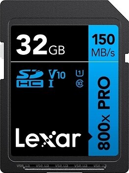 Фото Lexar High Performance 800x Pro SDXC UHS-I U1 V10 32Gb (LSD0800P032G-BNNNG)