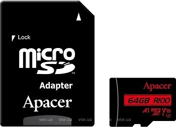 Фото Apacer R100 microSDHC Class 10 UHS-I 64Gb (AP64GMCSX10UB-R)