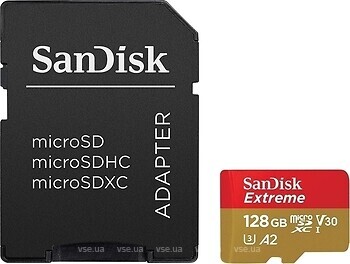 Фото SanDisk Extreme microSDXC UHS-I U3 V30 A2 128Gb (SDSQXA1-128G-GN6AA)
