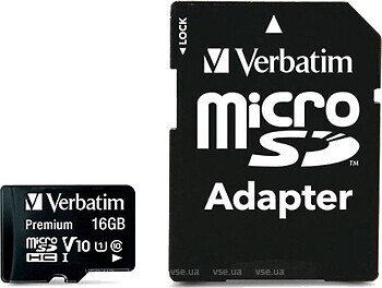 Фото Verbatim Premium microSDHC Class 10 UHS-I 16Gb (MDAVR-10/G)