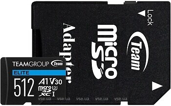 Фото Team Group Elite microSDXC Class 10 UHS-I U3 V30 512Gb (TEAUSDX512GIV30A103)