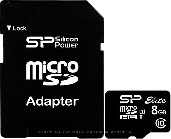 Фото Silicon Power Elite microSDHC UHS-I Class 10 8Gb (SP008GBSTHBU1V10-SP)