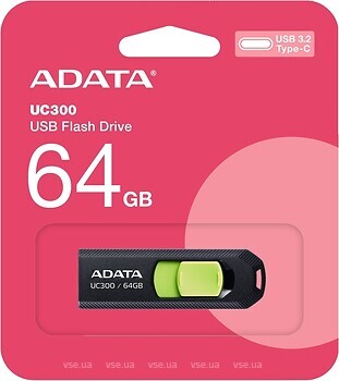 Фото ADATA UC300 64 GB Black/Green (ACHO-UC300-64G-RBK/GN)