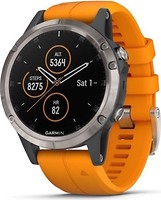 Фото Garmin Fenix 5 Plus Sapphire Titan with Spark Orange Band (010-01988-05)