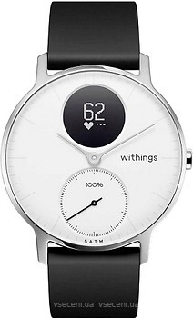 Фото Withings Steel HR 36 mm White/Silver with Black Silicone Band (HWA03b-36white-Inter)