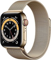 Фото Apple Watch Series 6 GPS + Cellular 44mm Gold Stainless Steel Case with Gold Milanese Loop (M07P3/M09G3)