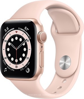 Фото Apple Watch Series 6 GPS + Cellular 44mm Gold Aluminum Case with Pink Sand Sport Band (M07G3/MG2D3)