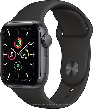 Фото Apple Watch SE GPS + Cellular 40mm Space Gray Aluminum Case with Black Sport Band (MYED2/MYEK2)