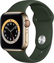 Фото Apple Watch Series 6 GPS + Cellular 40mm Gold Stainless Steel Case with Cyprus Green Sport Band (M06V3/M02W3)