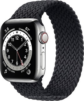 Фото Apple Watch Series 6 GPS + Cellular 40mm Silver Stainless Steel Case with Charcoal Braided Solo Loop (M0DC3/M0DV3)