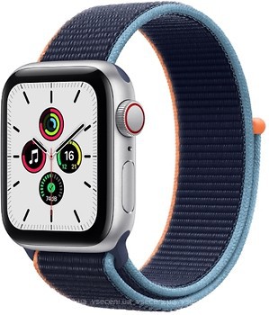 Фото Apple Watch SE GPS + Cellular 44mm Silver Aluminum Case with Deep Navy Sport Loop (MYEN2/MYEW2)