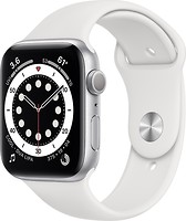 Фото Apple Watch Series 6 GPS + Cellular 44mm Silver Aluminum Case with White Sport Band (M07F3)