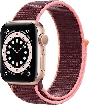 Фото Apple Watch Series 6 GPS + Cellular 40mm Gold Aluminum Case with Plum Sport Loop (M0D53/MYA32)