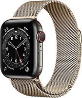 Фото Apple Watch Series 6 GPS + Cellular 40mm Graphite Stainless Steel Case with Gold Milanese Loop (M0DF3/M0DW3)