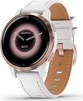 Фото Garmin Venu 2S Rose Gold Stainless Steel Bezel with White Case and Leather Band (010-02429-23)