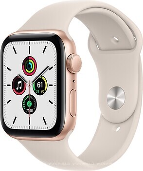 Фото Apple Watch SE GPS + Cellular 44mm Gold Aluminum Case with Starlight Sport Band (MKRP3)