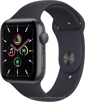 Фото Apple Watch SE GPS + Cellular 44mm Space Gray Aluminum Case with Midnight Sport Band (MKRR3)