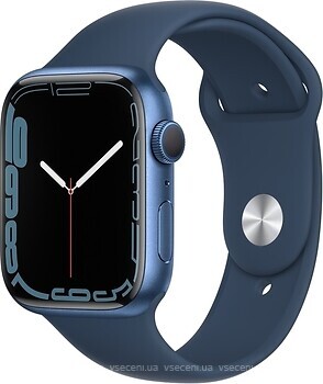 Фото Apple Watch Series 7 GPS + Cellular 45mm Blue Aluminum Case with Abyss Blue Sport Band (MKM73/MKMM3)