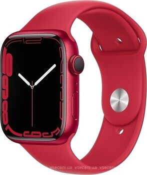 Фото Apple Watch Series 7 GPS 45mm Product Red Aluminum Case with Product Red Sport Band (MKN93)