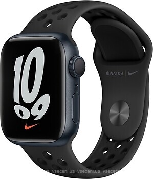 Фото Apple Watch Nike Series 7 GPS 41mm Midnight Aluminum Case with Anthracite/Black Nike Sport Band (MKN43)