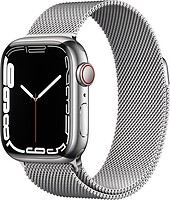 Фото Apple Watch Series 7 GPS + Cellular 41mm Silver Stainless Steel Case with Milanese Loop (MKHX3)