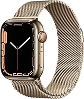 Фото Apple Watch Series 7 GPS + Cellular 41mm Gold Stainless Steel Case with Gold Milanese Loop (MKHH3/MKJ03)