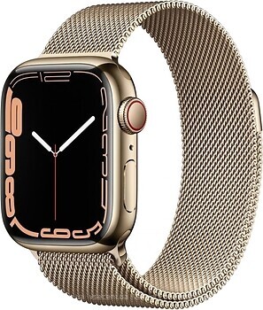 Фото Apple Watch Series 7 GPS + Cellular 41mm Gold Stainless Steel Case with Gold Milanese Loop (MKHH3/MKJ03)