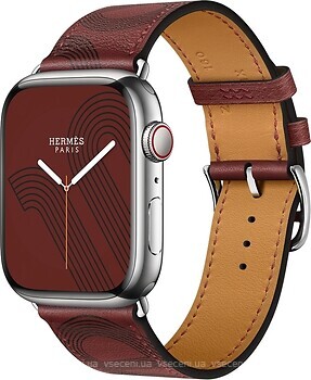 Фото Apple Watch Hermes Series 7 GPS + Cellular 45mm Silver Stainless Steel Case with Rouge H/Noir Circuit H Single Tour