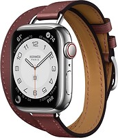 Фото Apple Watch Hermes Series 7 GPS + Cellular 41mm Silver Stainless Steel Case with Rouge H Attelage Double Tour