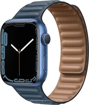 Фото Apple Watch Series 7 GPS 41mm Blue Aluminum Case with Baltic Blue Leather Link