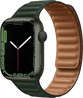Фото Apple Watch Series 7 GPS 45mm Green Aluminum Case with Sequoia Green Leather Link (MKNQ3/ML803)